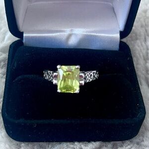Lia Sophia Silver Ring with Green Gemstone